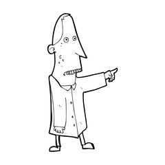 cartoon ugly man pointing