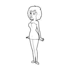 cartoon surprised woman in short dress
