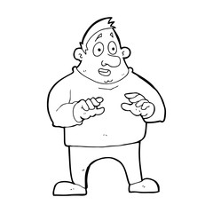 cartoon excited overweight man