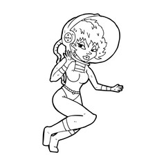 cartoon space woman