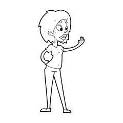 cartoon woman waving