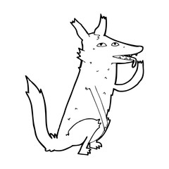 cartoon wolf licking paw