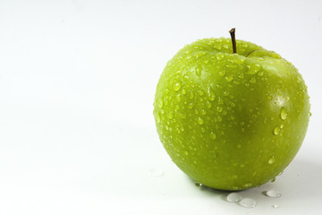 fresh green apple on white background