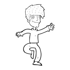 cartoon happy man dancing