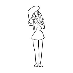 cartoon excited woman