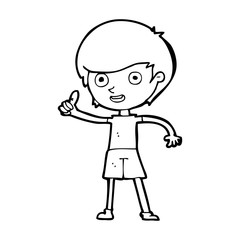 cartoon boy giving thumbs up symbol