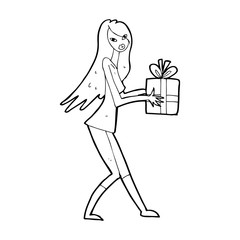 cartoon fashion girl with present