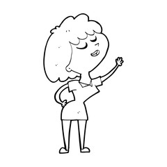 cartoon happy woman about to speak