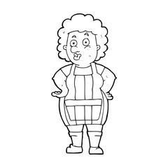 Obraz premium cartoon woman in kitchen apron