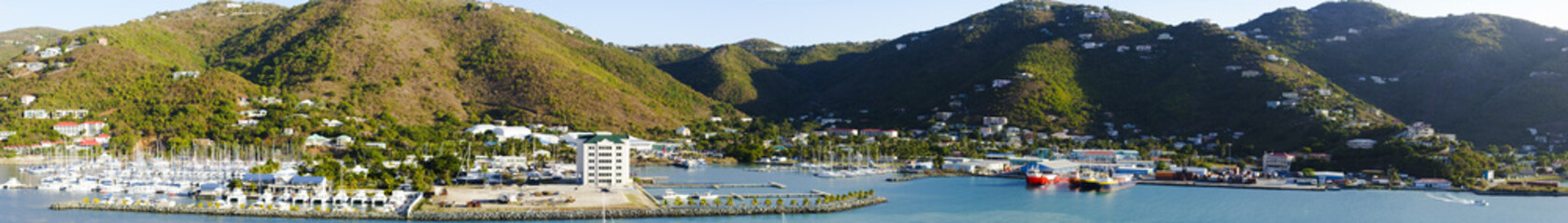 Fototapeta na wymiar A panoramic image of Tortola, British Virgin Islands in the Caribbean.