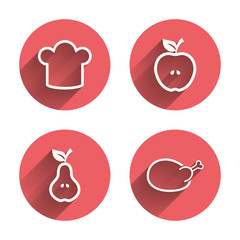 Food icons. Apple and Pear fruit symbols.