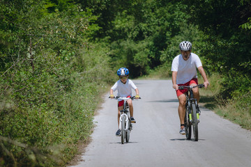 Father and son cycling