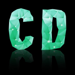 Emerald green polygonal font