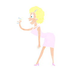 cartoon woman with drink