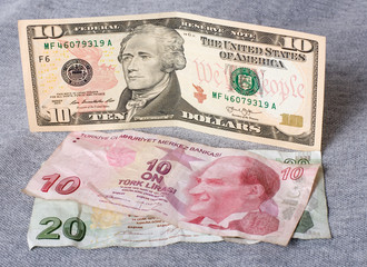Finacial crisis: new dollars over crumpled turkish liras