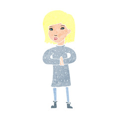 cartoon calm woman