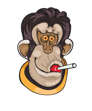Cute Monkey with candy on a dot background