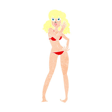 cartoon pretty woman in bikini