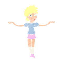 cartoon woman shrugging shoulders
