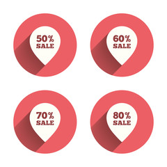 Sale pointer tag icons. Discount symbols.