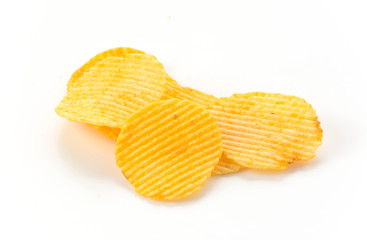 potato chips on white background