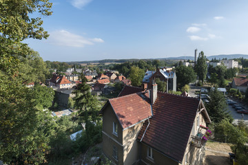 Fototapeta na wymiar Aerial picture of Bolkow town in Poland