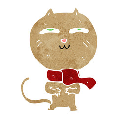 cartoon funny cat wearing scarf