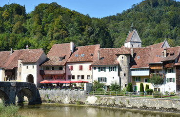 Fototapeta na wymiar Saint Ursanne town. Canton Jura, Switzerland
