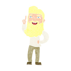 cartoon happy bearded man with idea
