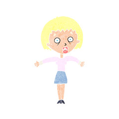 cartoon woman shrugging shoulders