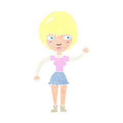 cartoon waving woman