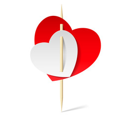 Two paper hearts on toothpick