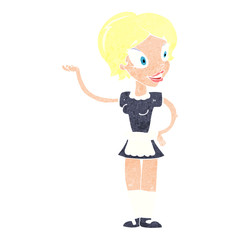 cartoon woman in maid costume
