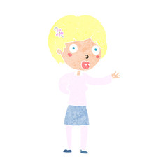 cartoon waving woman