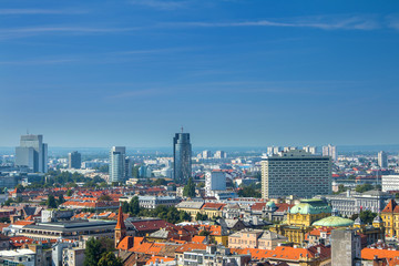 Obraz premium Zagreb down town and modern business towers panoramic view, Croatia capital