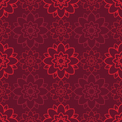 Fototapeta premium Red Flowers Seamless Background