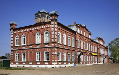 Fototapeta na wymiar Former building of the town council in Kalyazin Russia