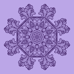 Vector pattern. Lace circle template. Vector doodle. Ornamental round lace. Circle ornament.