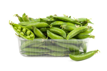 Green peas isolated on white background
