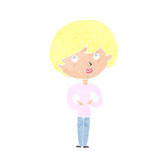 cartoon woman making Who Me? gesture