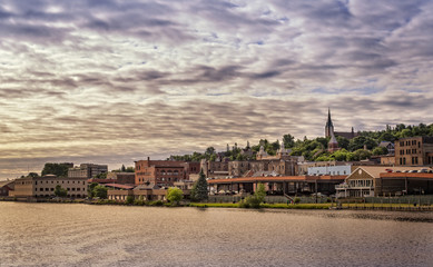 A water front Panoramic view of Houghton, Michigan, USA.