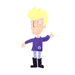 cartoon worried man giving thumbs up symbol