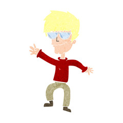cartoon waving cool guy