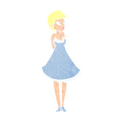 cartoon pretty woman in dress