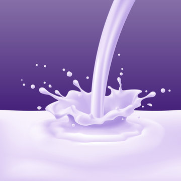 Yoghurt pouring with splashes