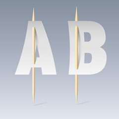 Paper font on toothpicks