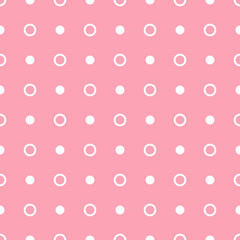 Vector geometric pink seamless pattern. Dots simple background