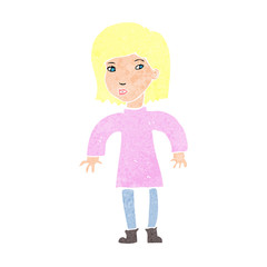 cartoon cautious woman