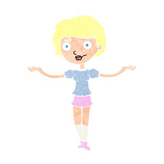 cartoon woman spreading arms