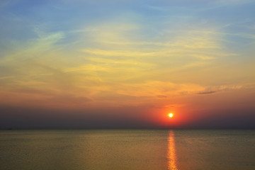 Colorful vibrant sunrise over the Black sea in Romania